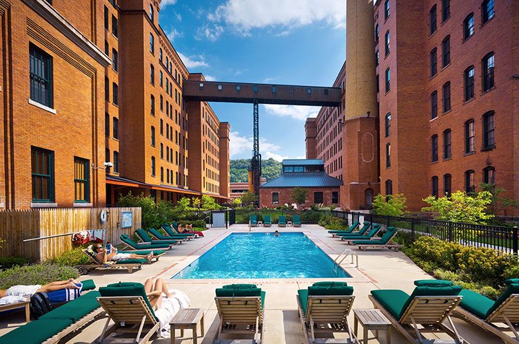 Cork Factory Pittsburgh furnished apartment pool